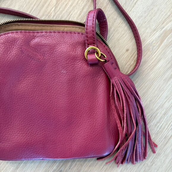 ** HOBO Leather Red Pink Mini Crossbody Purse Bag - Picture 2 of 9